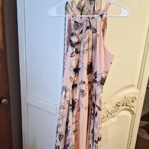 Eliza J Pink and Black Floral High Low Dress